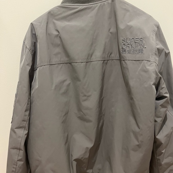 Superdry Gray Bomber Jacket with Ribbed Collar and Cuffs gently worn men’s L - Picture 6 of 12